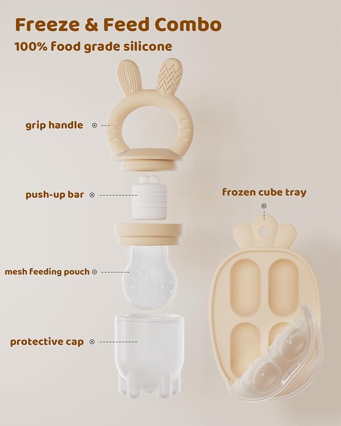 2 Packs Baby Fruit Feeder & Freezer Tray Combo, Push Pop Baby Food Feeder to - Image 9