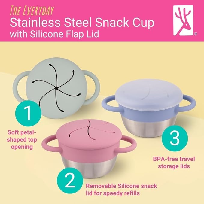 Elk and Friends Stainless Steel Snack Cups | Removable Silicone Food Catcher - Image 2
