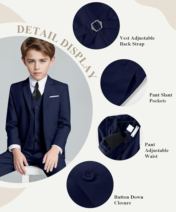 Visaccy Boys Suits Slim Fit Dress Clothes Ring Bearer Outfit - Image 2