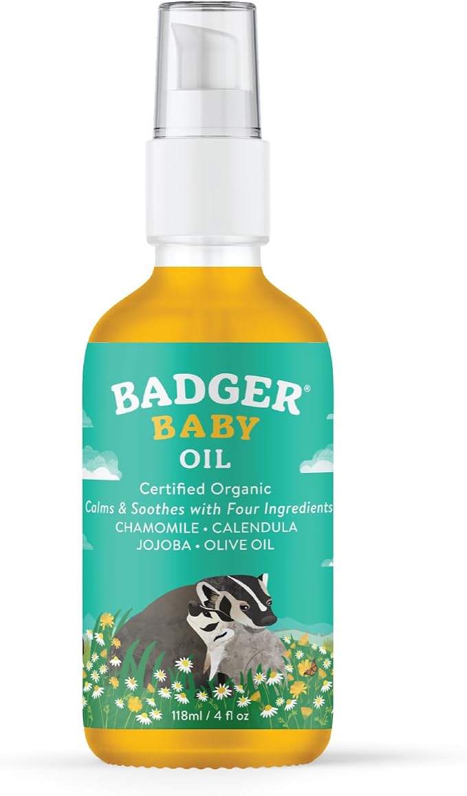 Badger Baby Oil, 100% Organic Ingredients to Soften & Moisturize Dry Skin or by Badger