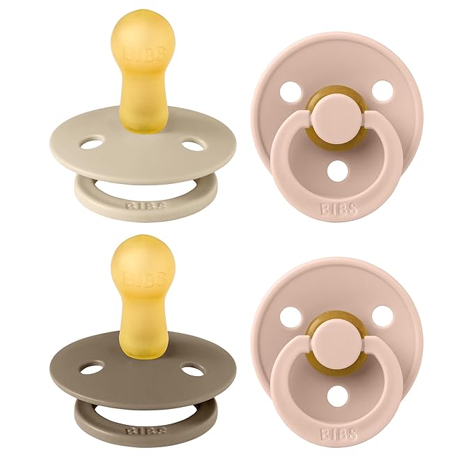 BIBS Color Soother, BPA Free Dummy Pacifier, Round Nipple. Natural Rubber Latex by BIBS