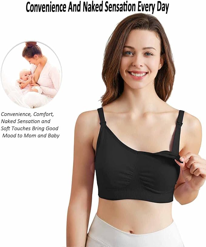 iloveSIA Nursing Bras for Mom Breastfeeding, Seamless Supportive Sleep Bra for - Image 4