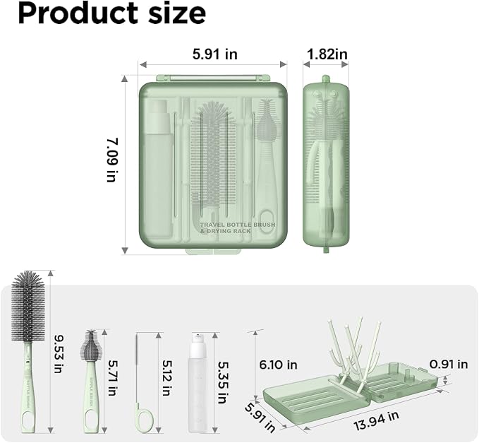 YOTIME Travel Bottle Brush Set, Auto-Open Rack & Vertical Brushs Drying Slots - Image 8