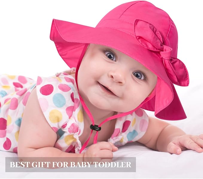 Baby Girl Sun Hat with UPF 50+ Outdoor Adjustable Beach Hat with Wide Brim - Image 6