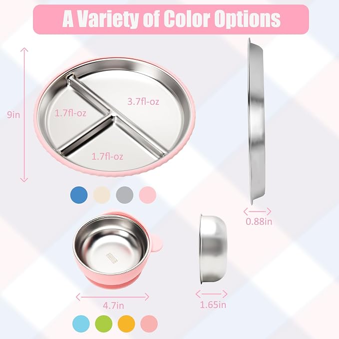 Stainless Steel Kids Plates and Bowls - Image 2