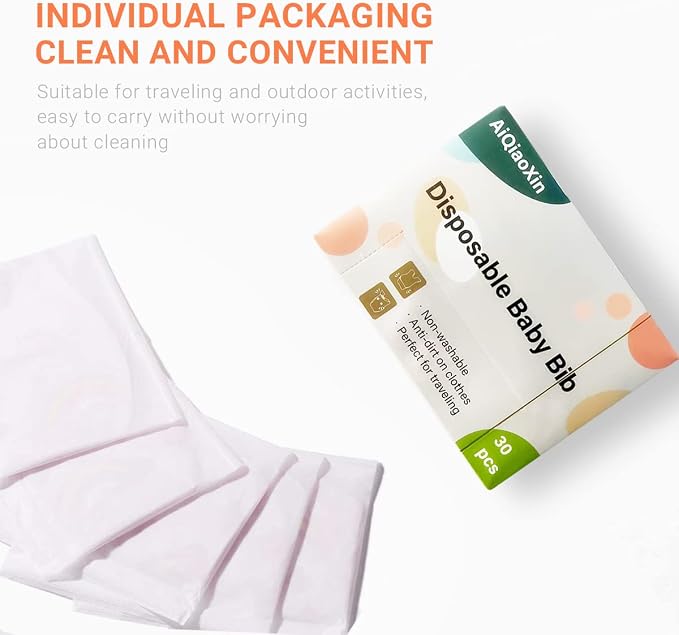 30/60pcs Baby Disposable Bibs-Individually Packaged, Leak Proof and Convenient - Image 6