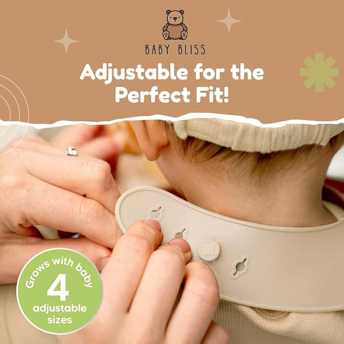 Silicone Bib 2-Pack: Safe, Food-Grade. Waterproof, Adjustable Neck Band - Image 4