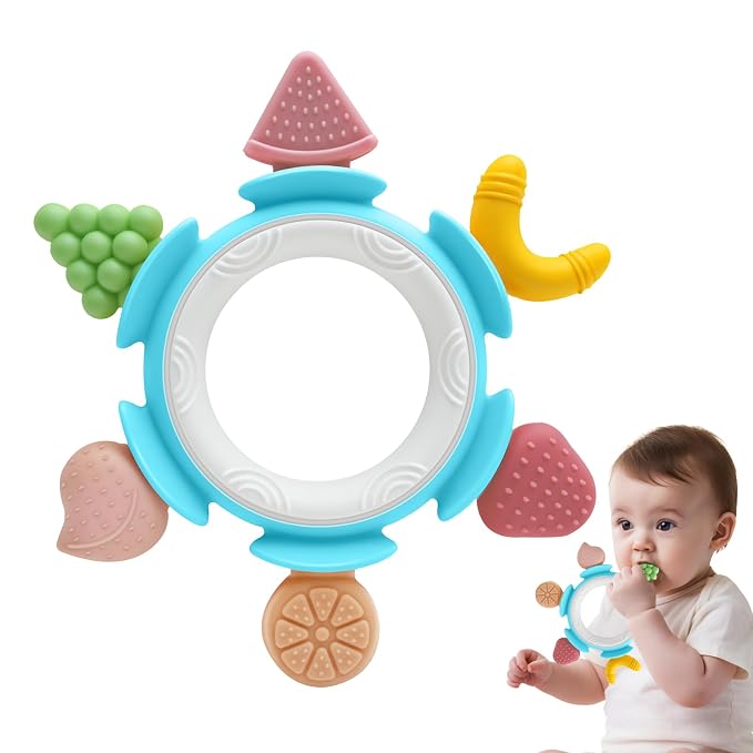 Baby Teething Ring Toy for 3–12 Months, Silicone Infant Teether for Sore Gum by AiTuiTui