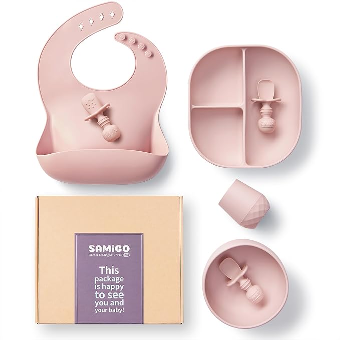 SAMiGO Silicone Baby Feeding Set, Baby Led Weaning Supplies, Suction Bowl Plate by SAMiGO