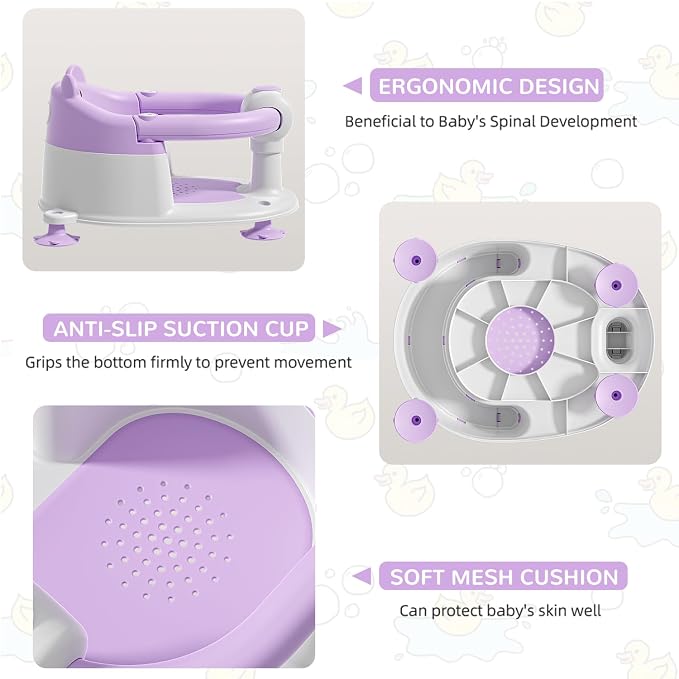Baby Bath Seat for Babies 6 Months & up, Non-Slip Toddler Bath Seats for Babies - Image 4