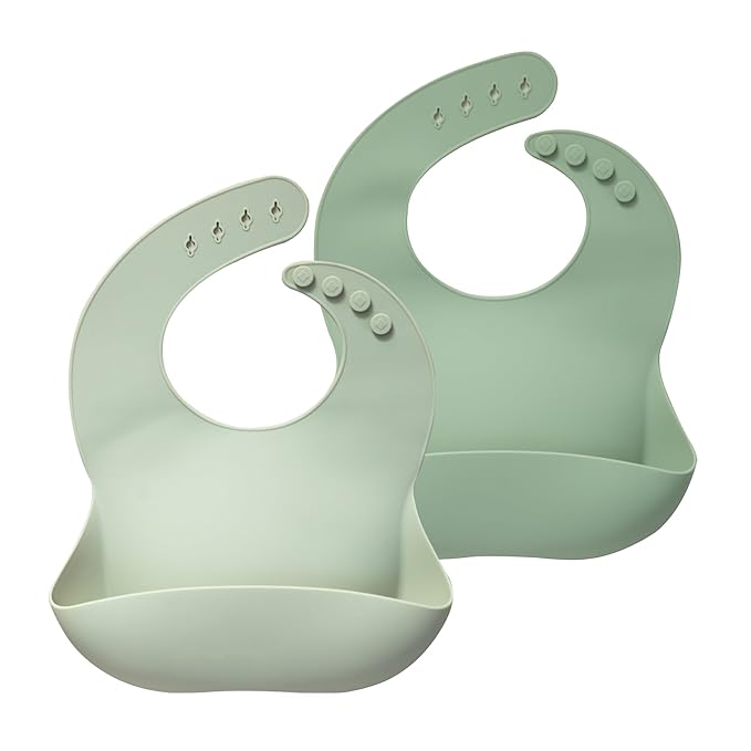 Moonkie Silicone Baby Bibs Set Of 2 | BPA Free Waterproof | Soft Flexible by Moonkie