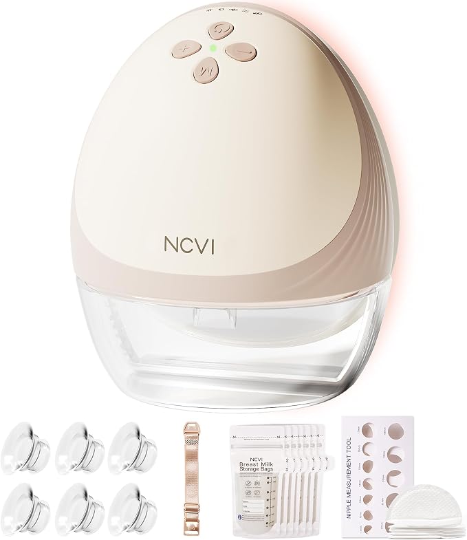 NCVI Heated Breast Pump Hands Free, Wearable 360° Surround Heating, 300mmHg by NCVI