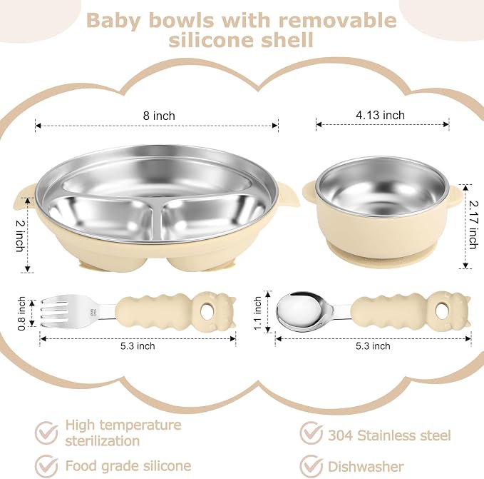 Stainless Steel Baby Plate and Bowl - Image 2