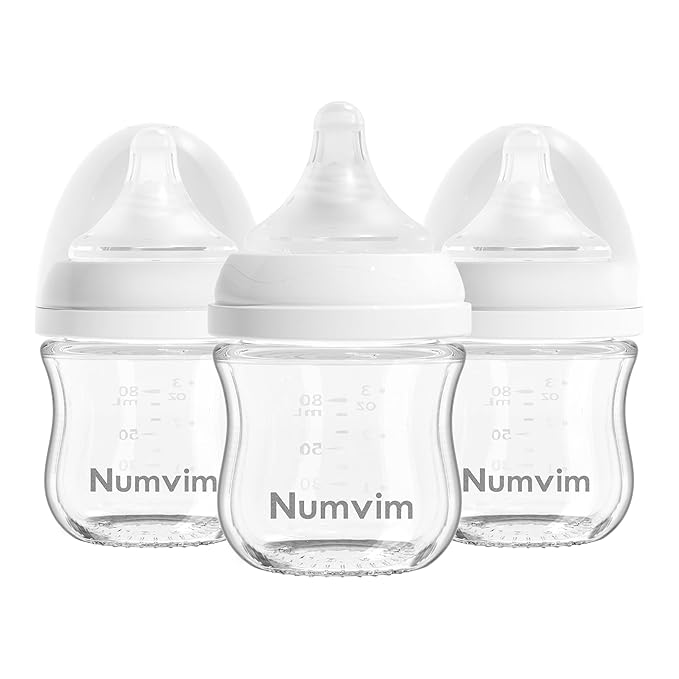 Natural Glass Baby Bottles Gentle & Extra Slow Flow, Newborn Breastfeeding by Numvim