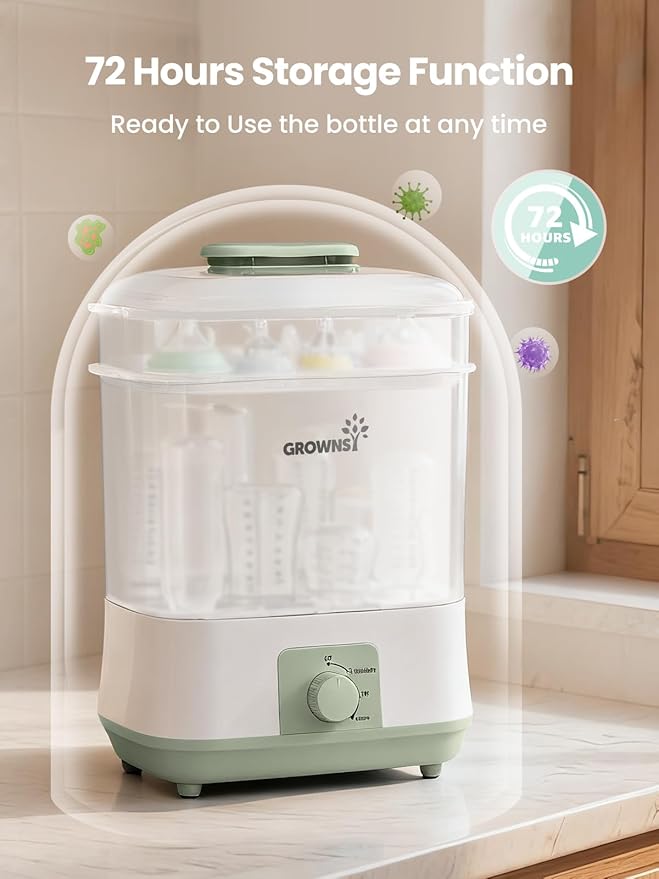GROWNSY Adjustable 3 in 1 Large Bottle Sterilizer and Dryer, Electric Steam - Image 6