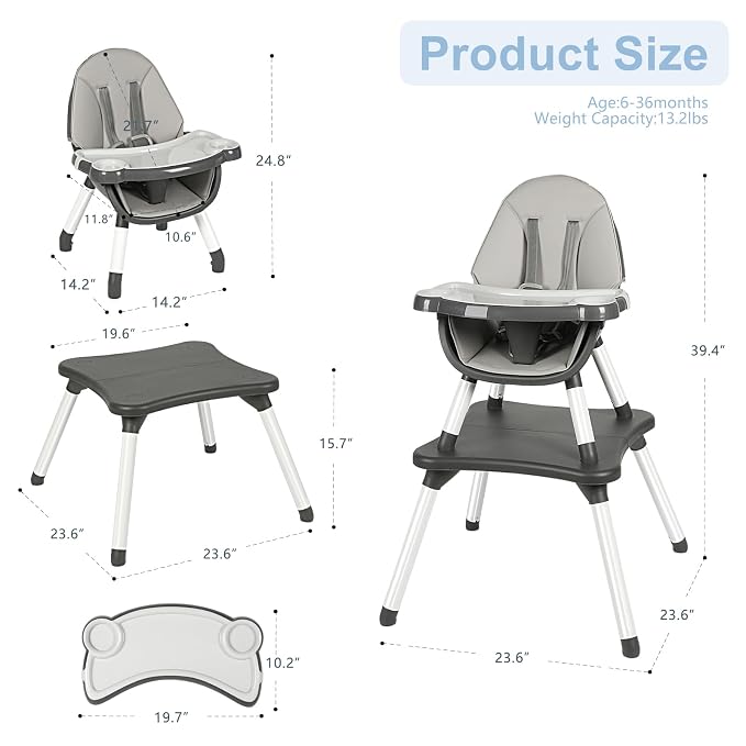 6 in 1 Baby High Chair, Convertible Highchair - Image 6