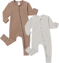 JunNeng 2 Pack Footless Long/Short Sleeve Baby Romper by JunNeng