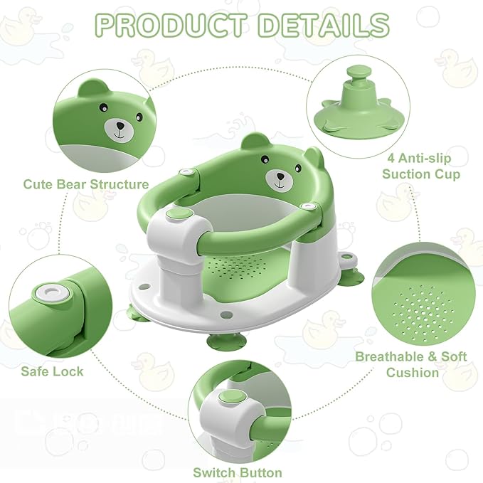 Baby Bath Seat for Babies 6 Months & up, Non-Slip Toddler Bath Seats for Babies - Image 3