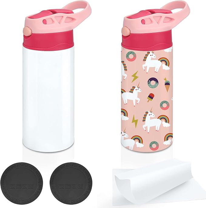 Kids Sublimation Tumbler, 12oz Sublimation Water Bottle Blanks, Straight by XccMe