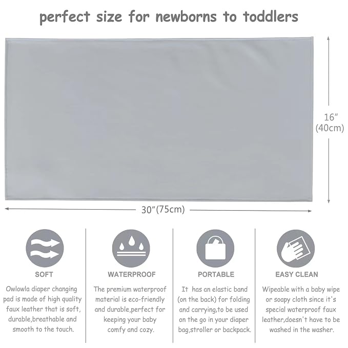 Owlowla Baby Diaper Changing Pad Portable Changing Mat Travel Changing Pad Liner - Image 4