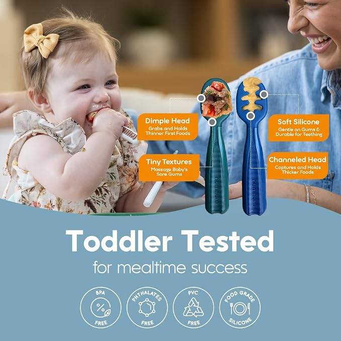 NumNum Baby Spoons Set, Feeding Littles x Silicone Pre-Spoon GOOtensils - Image 5