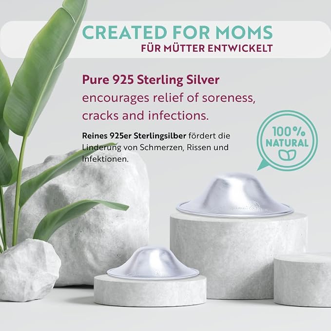 Set of 2 Silver Breastfeeding Caps, Nipple Shield Suitable - Image 5