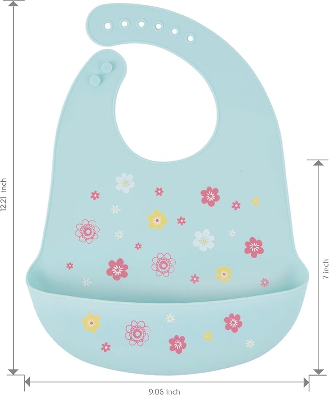 2 Pack Silicone Baby Bibs Adjustable Fit Waterproof Bib - Image 3