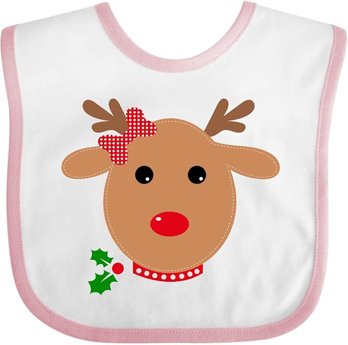 inktastic Girl Reindeer Baby Bib by Inktastic