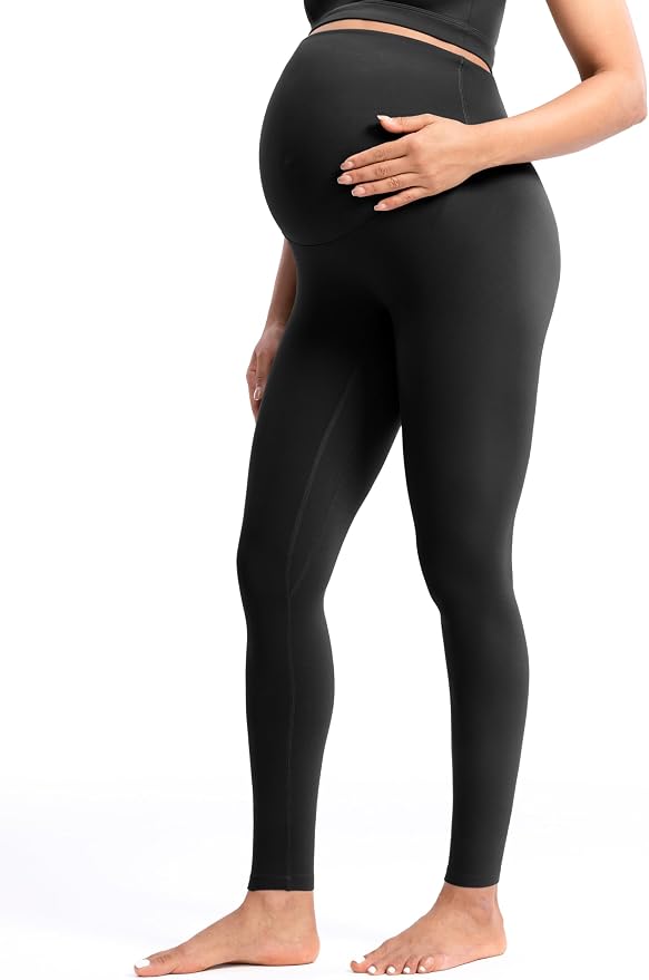 POSHDIVAH Women's Creamluxe Maternity Leggings 25"/28" Over The Belly Pregnancy by Poshdivah