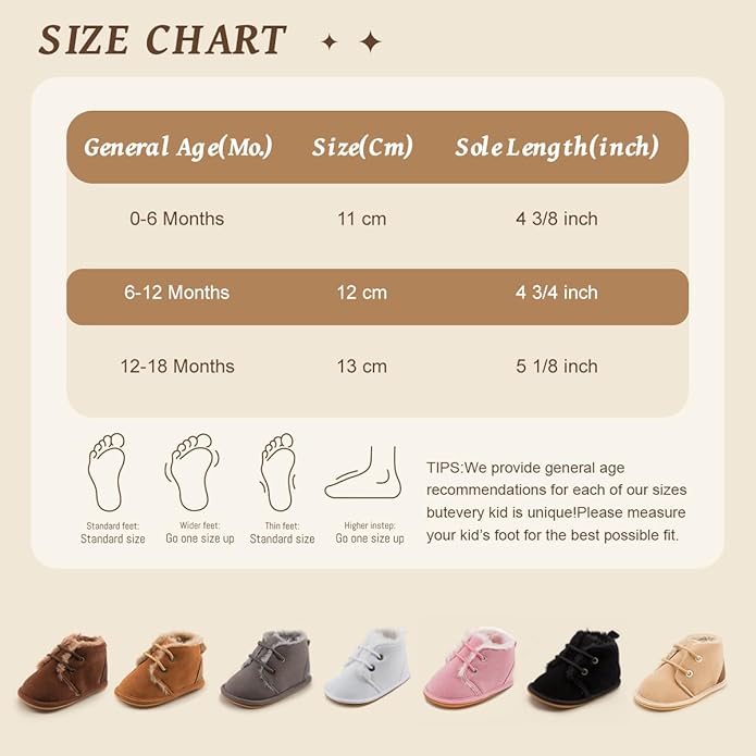 Baby Unisex Warm Snow Boots Newborn Leather Fur Lace Up Ankle Anti-Slip Rubber - Image 6