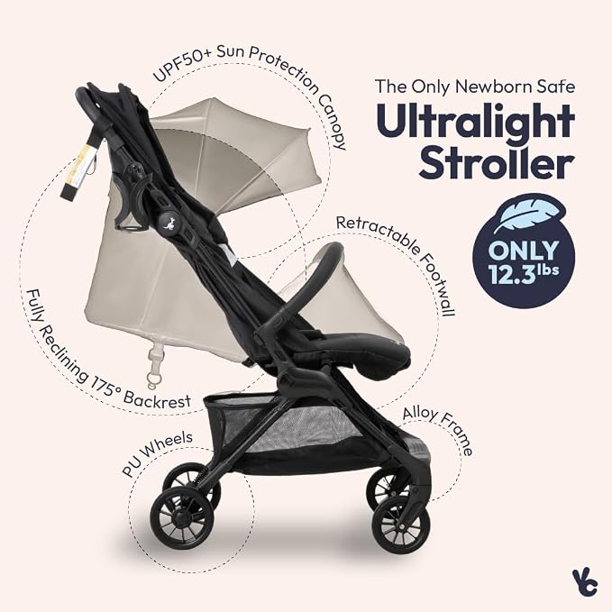 BabbleRoo Hoplite Compact Stroller – Lightweight Travel Stroller - Image 2