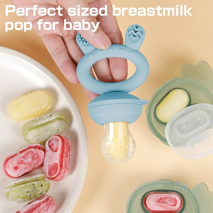 Haakaa Baby Fruit Food Feeder & Mini Freezer Nibble Tray Combo, Breastmilk - Image 3