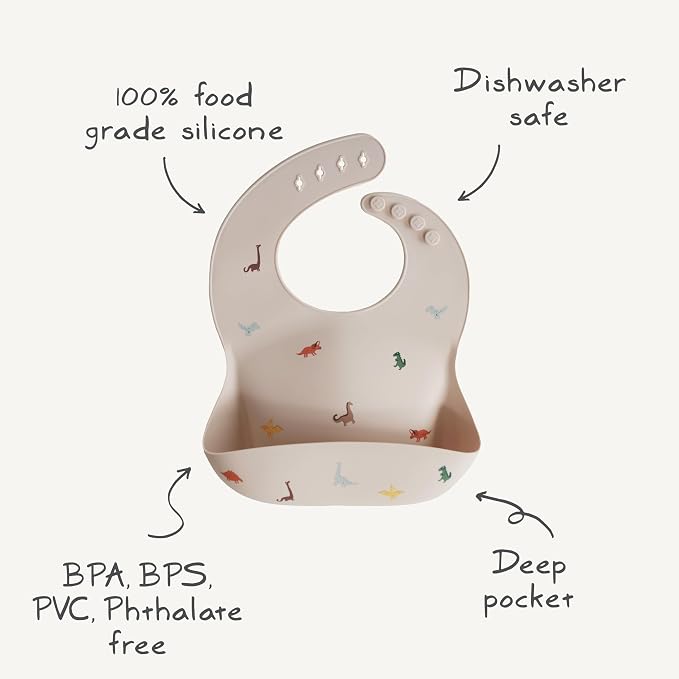 mushie Silicone Baby Bib | Adjustable Fit Waterproof Bibs - Image 8