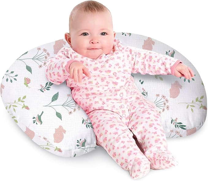 Little Grape Land Nursing Pillow, Soft 100% Cotton Breastfeeding Pillow by LittleGrapeLand