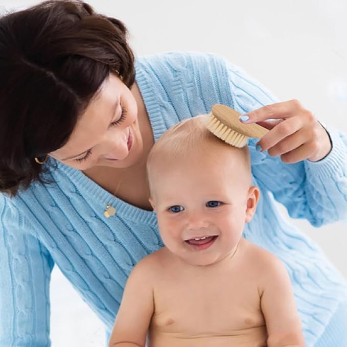 BoAn Wooden Baby Hair Brush, Natural Soft Goat Bristles, Cradle Cap Brush - Image 7