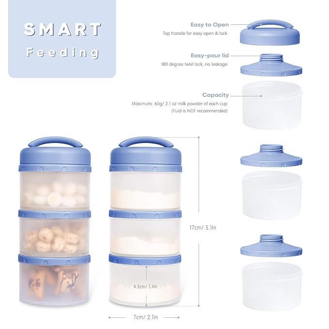 Termichy Stackable Formula Dispenser Portable Milk Powder Container, 2 Pack - Image 2