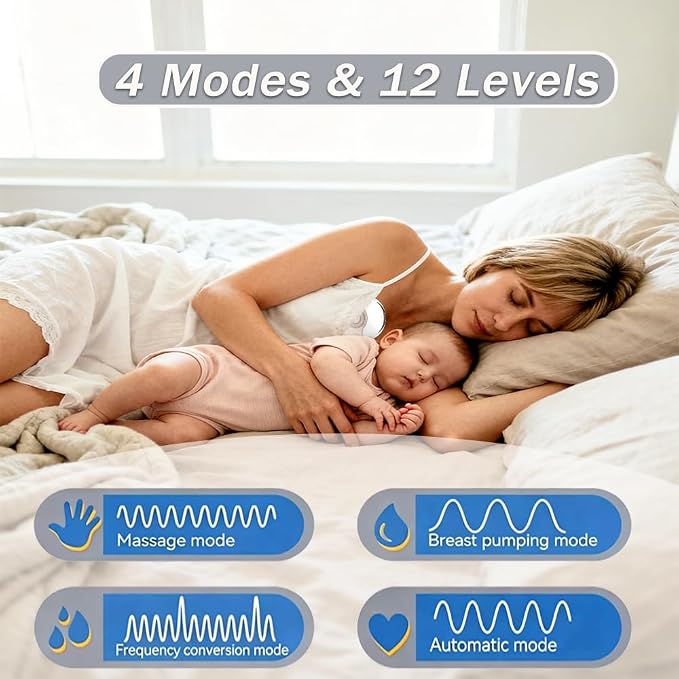 Wearable Breastfeeding Pump, 4 Modes & 12 Levels, Hands Free Breast Pump - Image 2