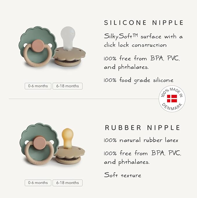 FRIGG Daisy Natural Rubber Baby Pacifier | Made in Denmark | BPA-Free 2-Pack - Image 3
