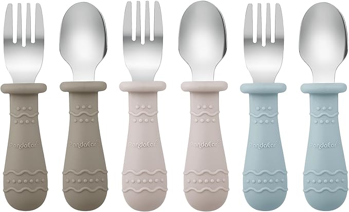 PandaEar Toddler Utensils, 6 Pack Kids Spoons and Forks, 18/8 Stainless Steel & by PandaEar