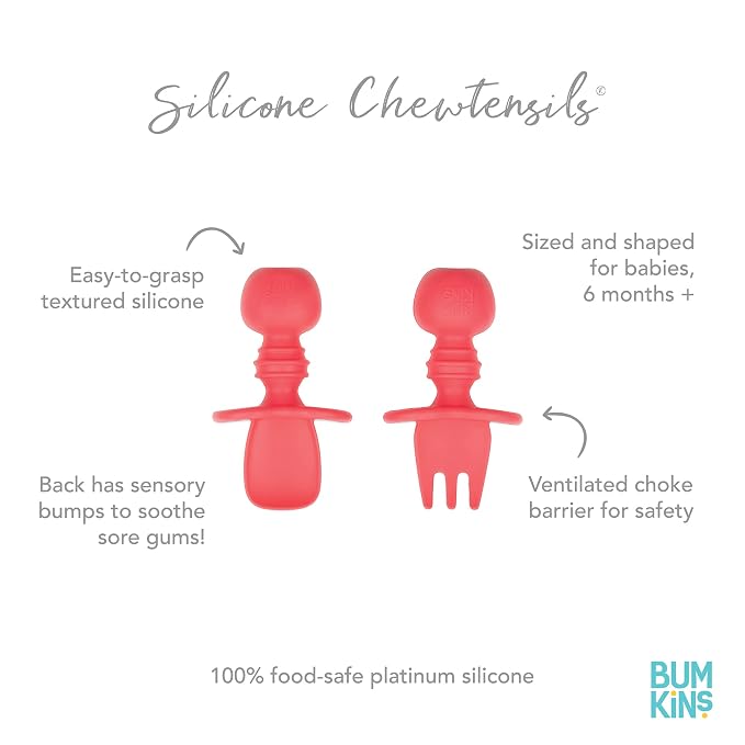 Bumkins Baby Utensils Set, Chewtensils Silicone Spoons - Image 5