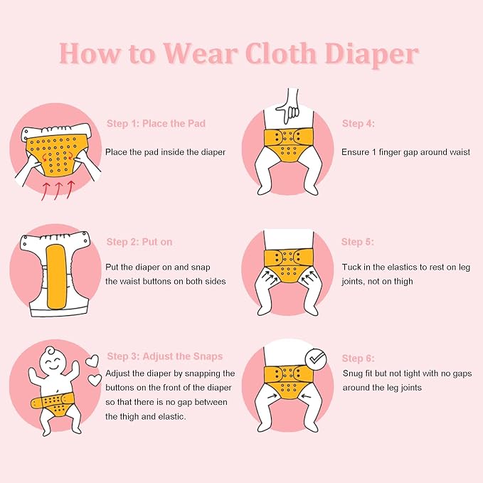 babygoal Baby Girl Cloth Diapers 6 Pack - Image 6