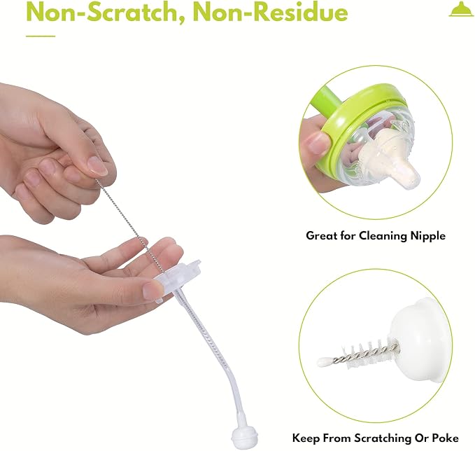 8 Piece Sponge Nipple Bottle Brushes, Baby Bottle Brush - Image 4