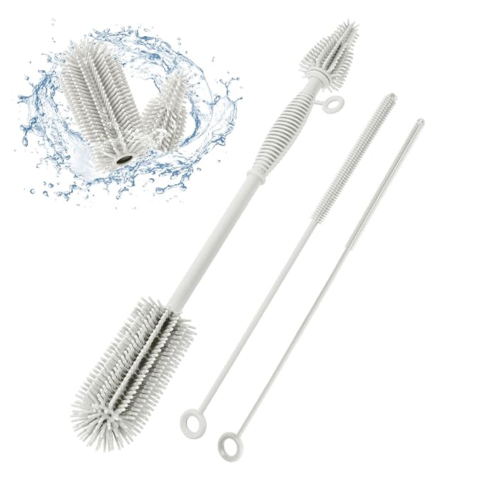 Baby Bottle Brush and Straw Cleaner Brush Set, Extra Long Double-Ended Soft by Leucite