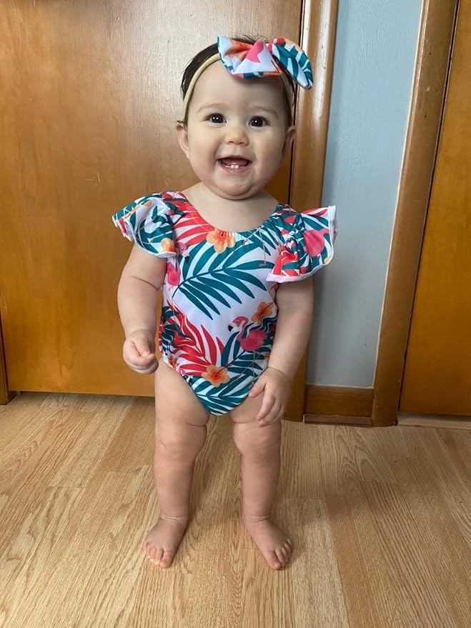 Toddler Girl Baby Ruffles Mermaid Fish Scale Swimsuit One Piece Swimwear - Image 2