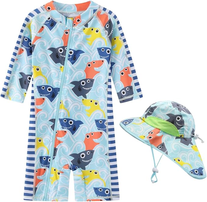 Toddler Baby Boys Swimsuit Rashguard One Piece Zipper Bathing Suit - Image 5