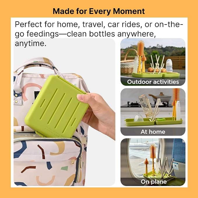 Travel Bottle Cleaner kit, 6in1 Baby Toddler Travel Essential Silicone Bottle - Image 2