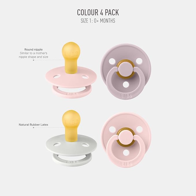 BIBS Pacifiers - Colour 4-Pack | BPA Free Baby Pacifier | Round Nipple Binkies - Image 2