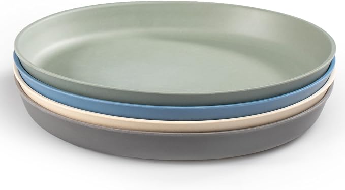 WeeSprout Bamboo Plates, Kid-Sized Dinnerware, Dishwasher Safe Melamine Dishware by WeeSprout