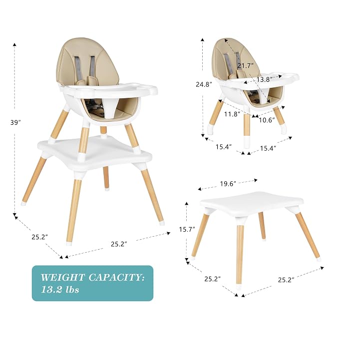 6 in 1 High Chair for Babies & Toddlers, Convertible Wooden Baby Highchair - Image 7