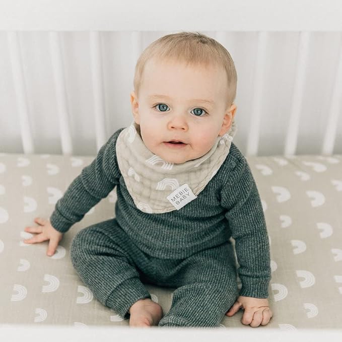 Mebie Baby Muslin Cotton Bib, 3 pack, Baby Bib Set - Image 5